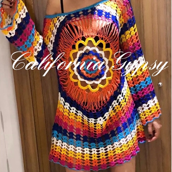 Rainbow Knit Boho Coverup - Picture 4 of 9